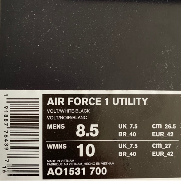 Air Force 1 Low Utility Volt/White-Black, Unisex - Picture 6 of 8